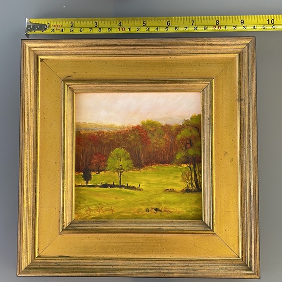 “Landscape in Spring Green” Painting by James Kennedy in custom gold frame. - Picture 7 of 10